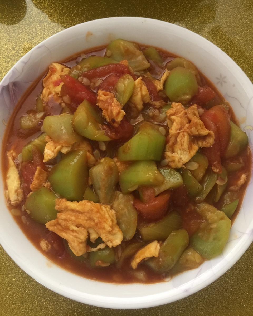 番茄丝瓜炒鸡蛋