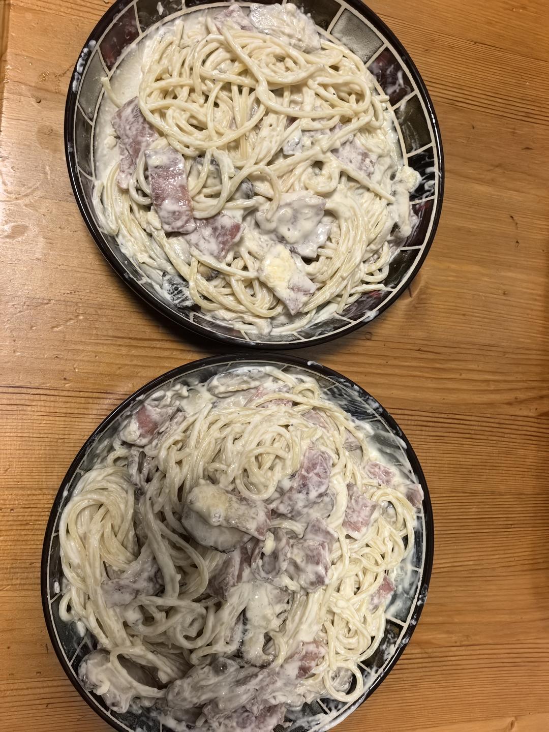 奶油蘑菇培根意大利面
