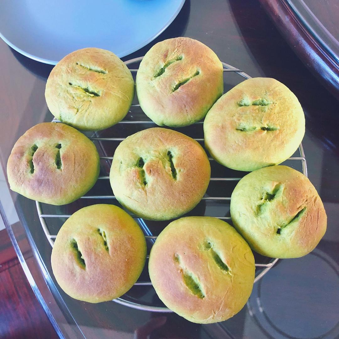 抹茶豆沙小面包（无油脂）