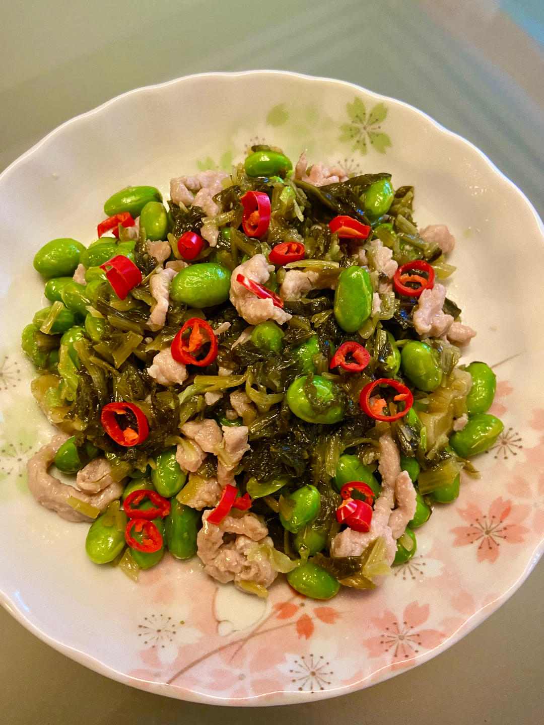 咸菜毛豆炒肉丝