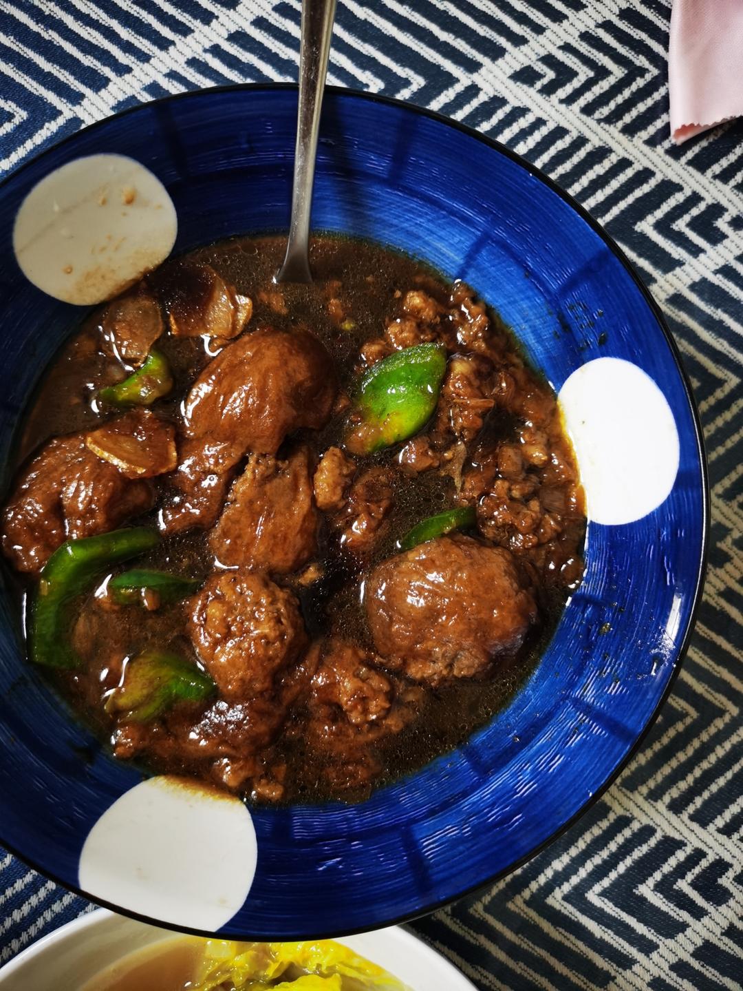 红烧油面筋塞肉