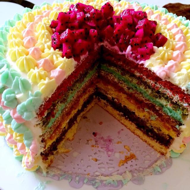 8寸彩虹蛋糕的做法