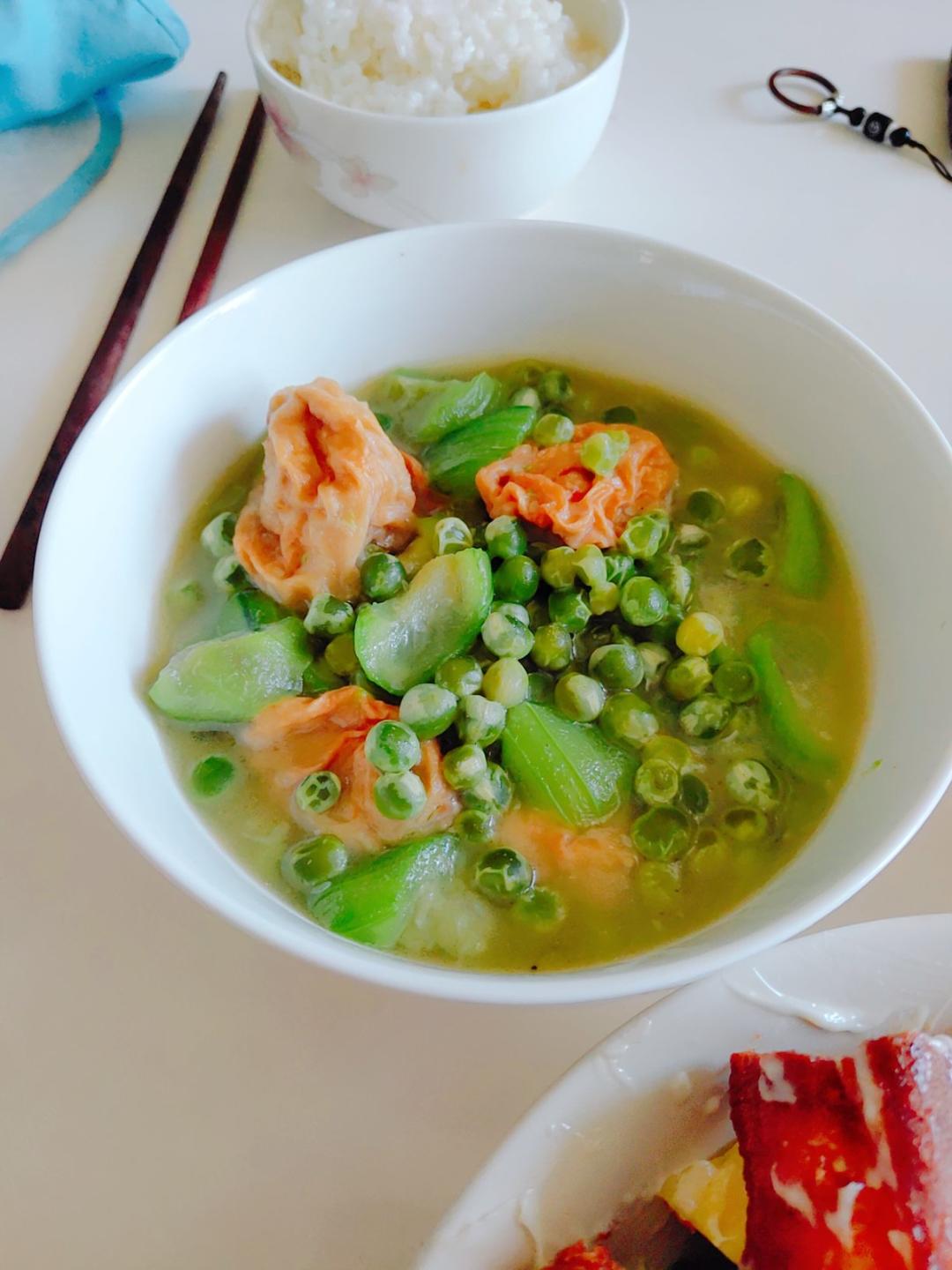 丝瓜毛豆烧油面筋