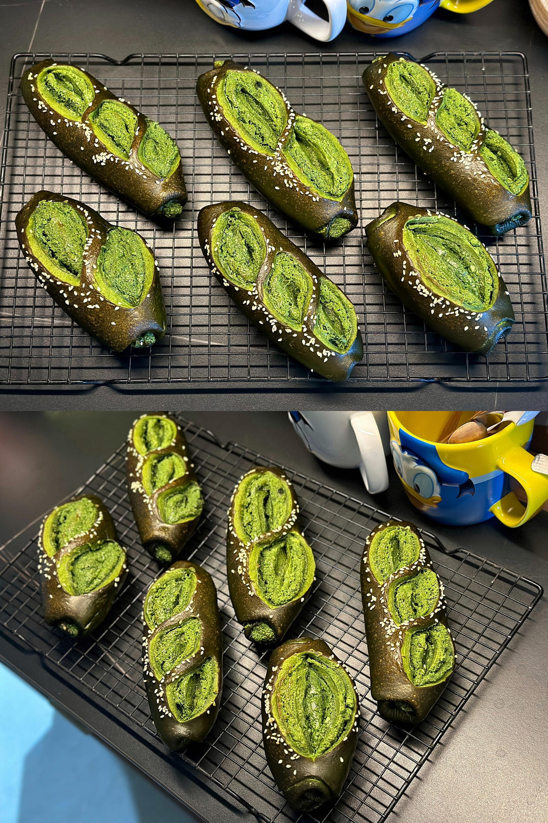 原味（抹茶）2款奶酥馅德式碱水面包｜一次搞定两种口味｜高颜值｜快手｜免手套膜｜免发酵
