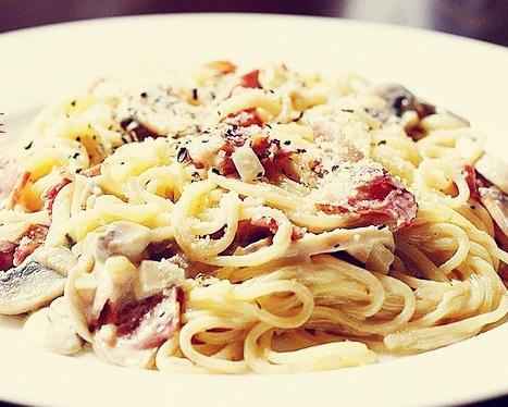 鸡肉蘑菇白酱意面(Spaghetti)的做法