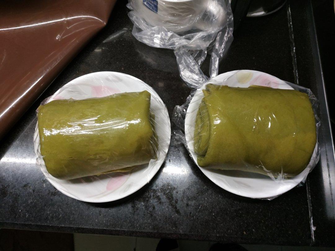 抹茶红豆毛巾卷