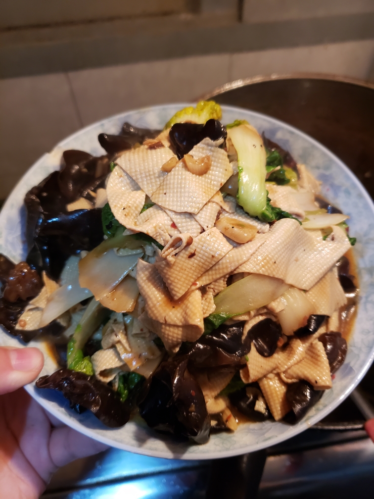 黄心菜炒豆腐皮的做法