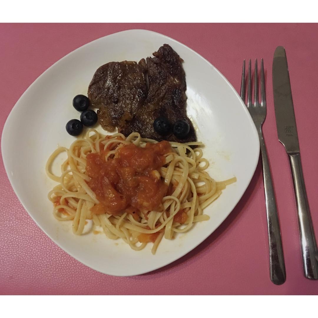 黑椒牛排（配土豆/鸡蛋，意面/蔬菜）