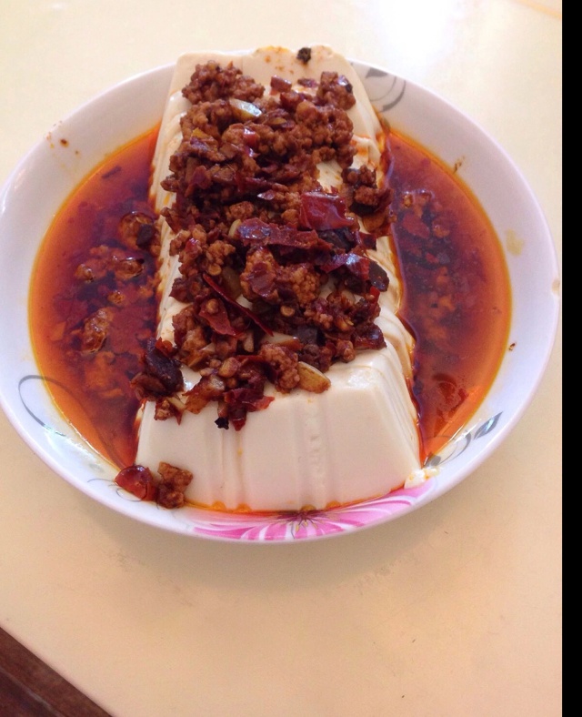 香辣肉末蒸豆腐