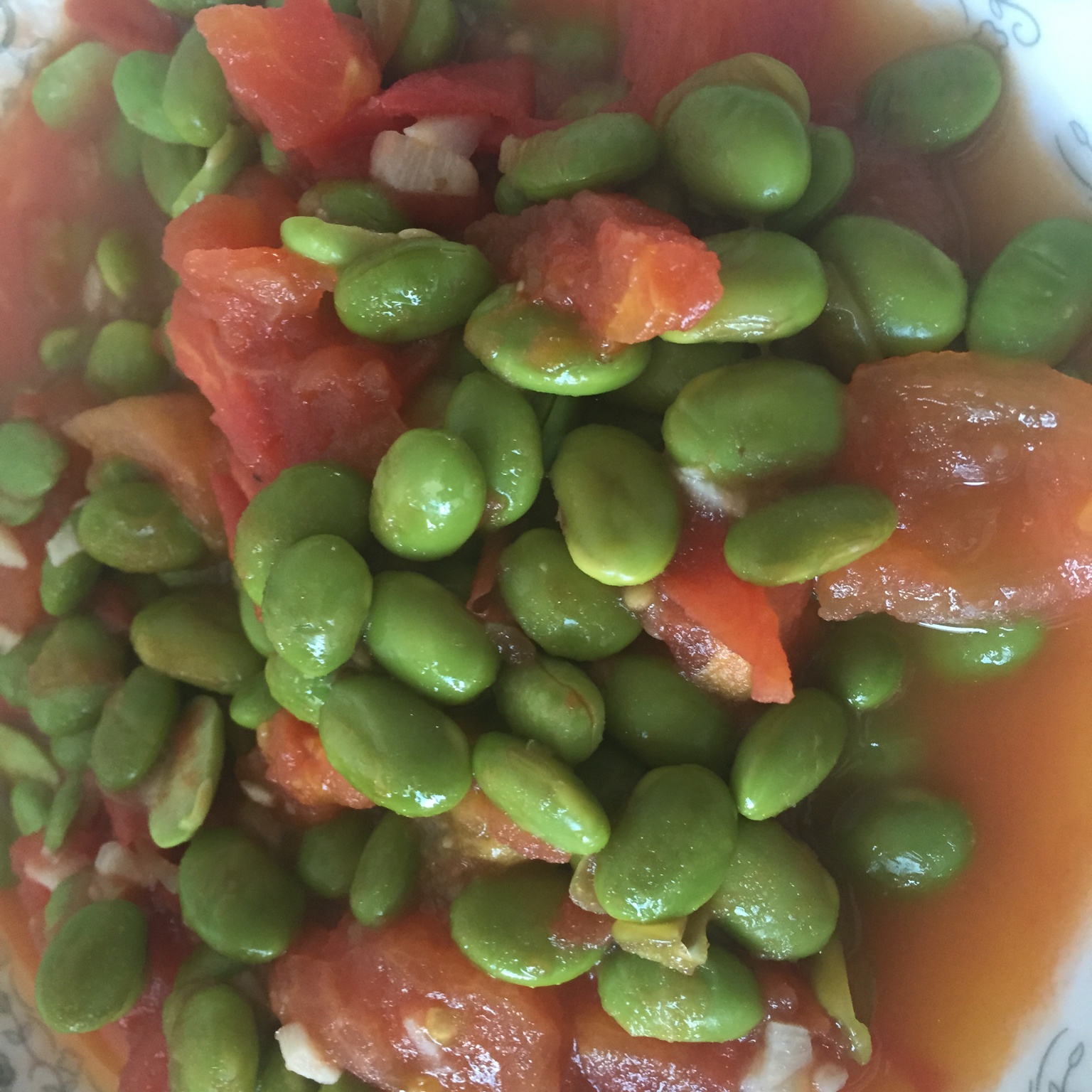 肉末番茄烧毛豆