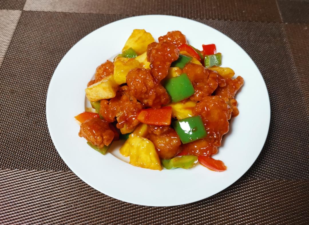 简单快手改良版～菠萝咕咾肉（用鸡米花）