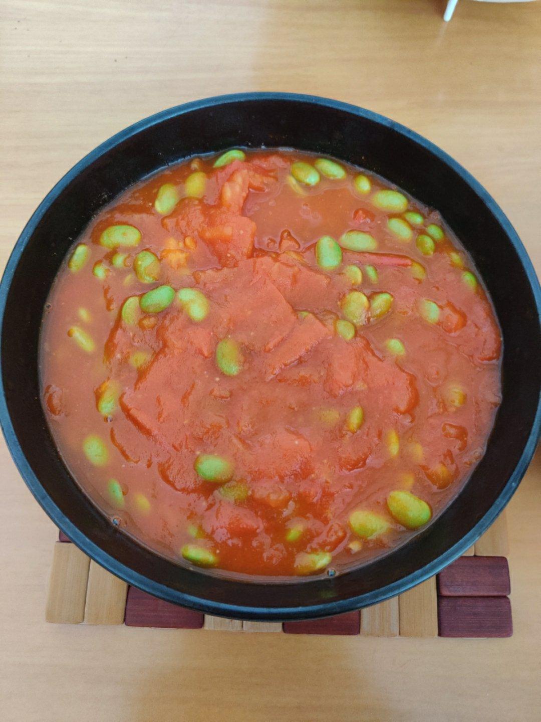 肉末番茄烧毛豆