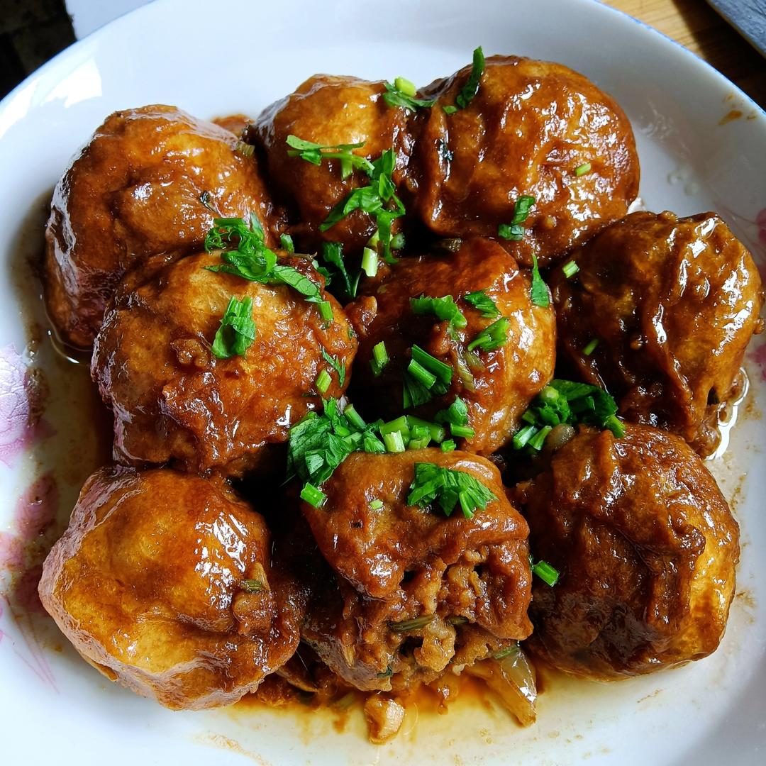 红烧油面筋塞肉