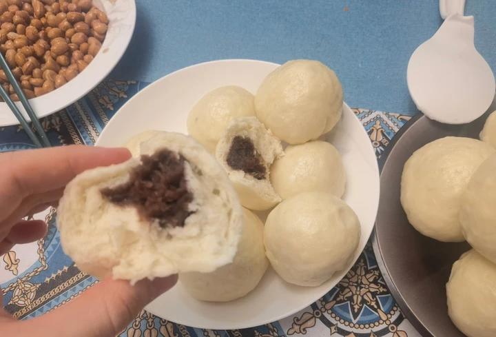 超好吃有豆豆的豆沙包，一次发酵（红豆包）