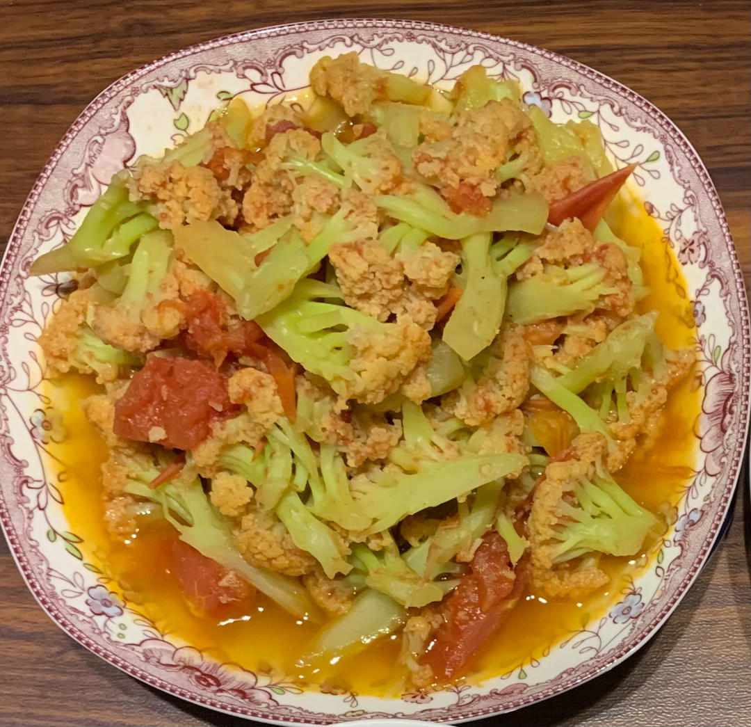 西红柿炒菜花（夏季开胃菜）