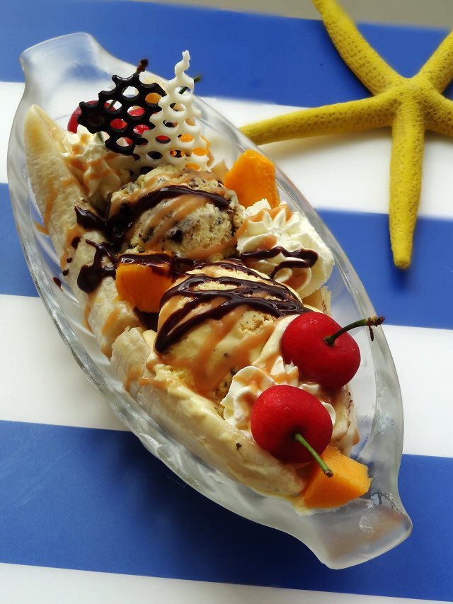 2014-06-28 16:05:44香蕉船香蕉,冰淇淋,维夫饼干,巧克力