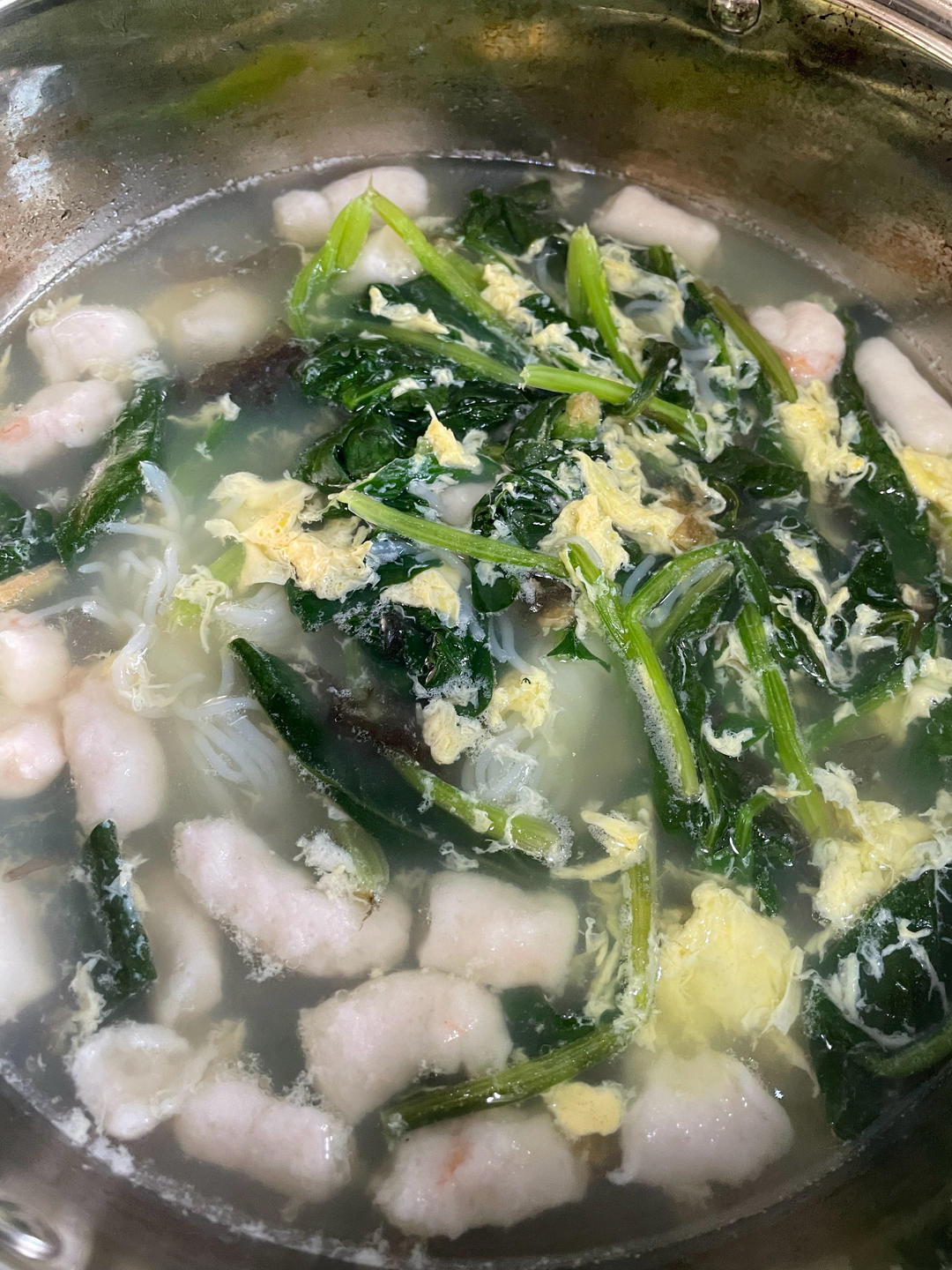 🔥春日进补补铁补钙‼️菠菜虾滑紫菜汤