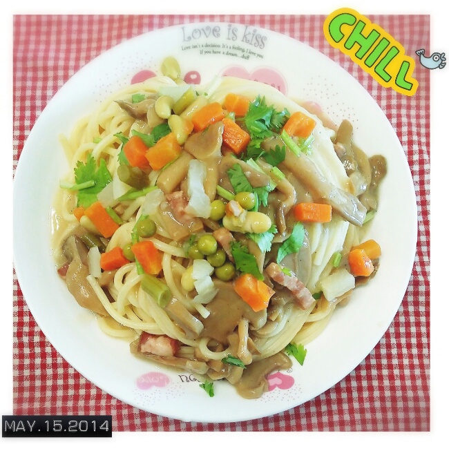 Lohasly乐活食堂：蟹味菇芝士意大利面