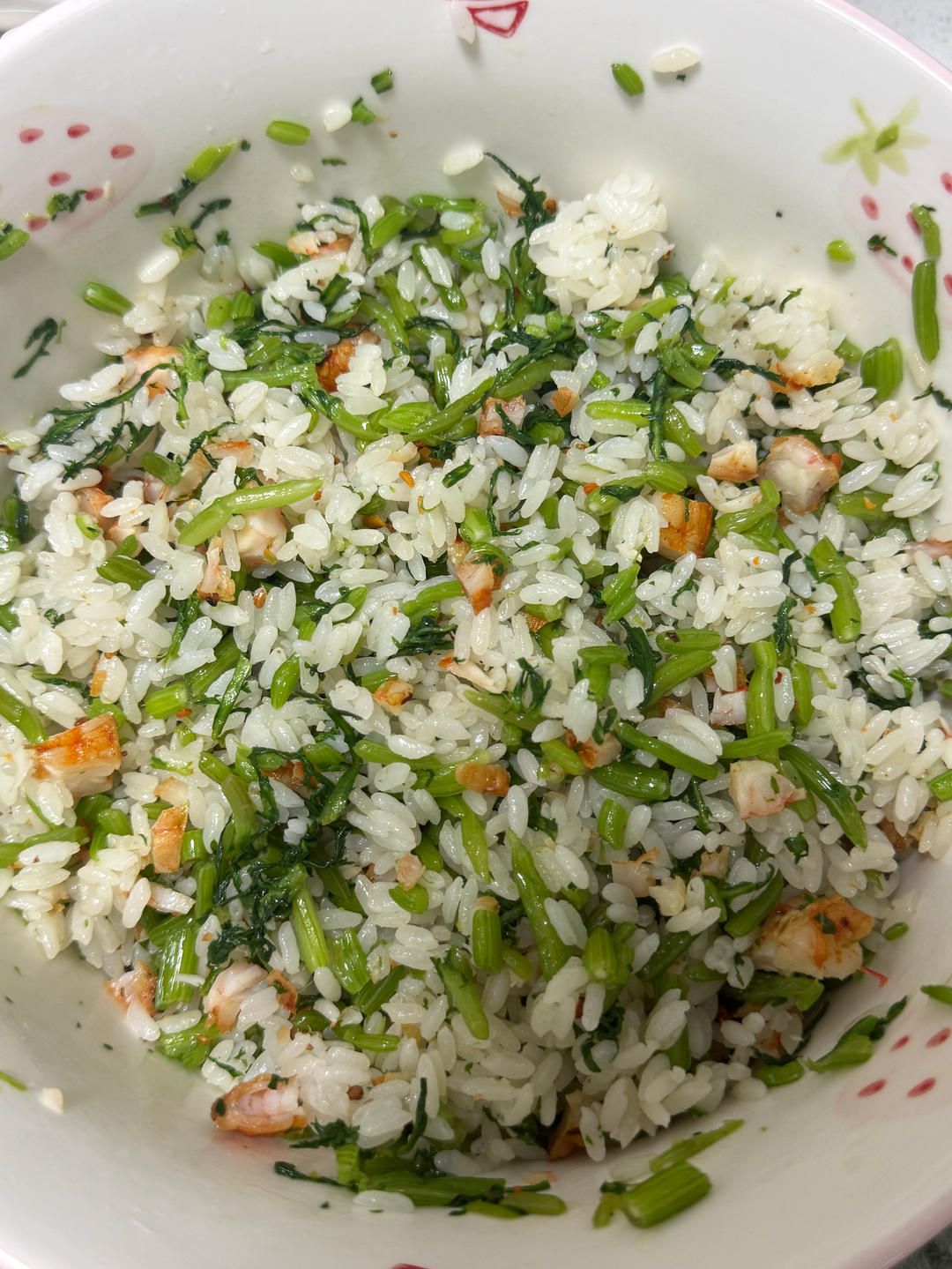 低脂茼蒿虾仁拌饭