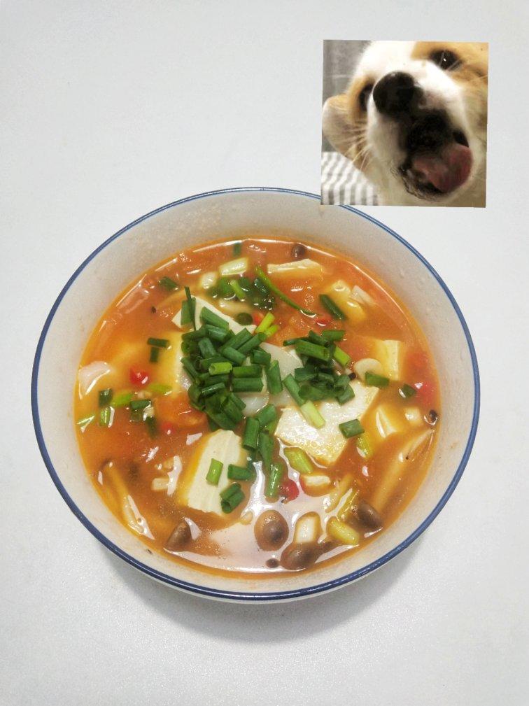 番茄蟹味菇豆腐汤