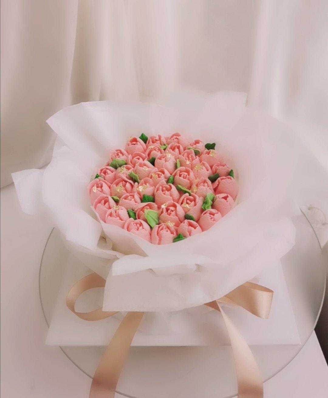 eissiz做的ins风花束蛋糕鲜奶油也可以做到