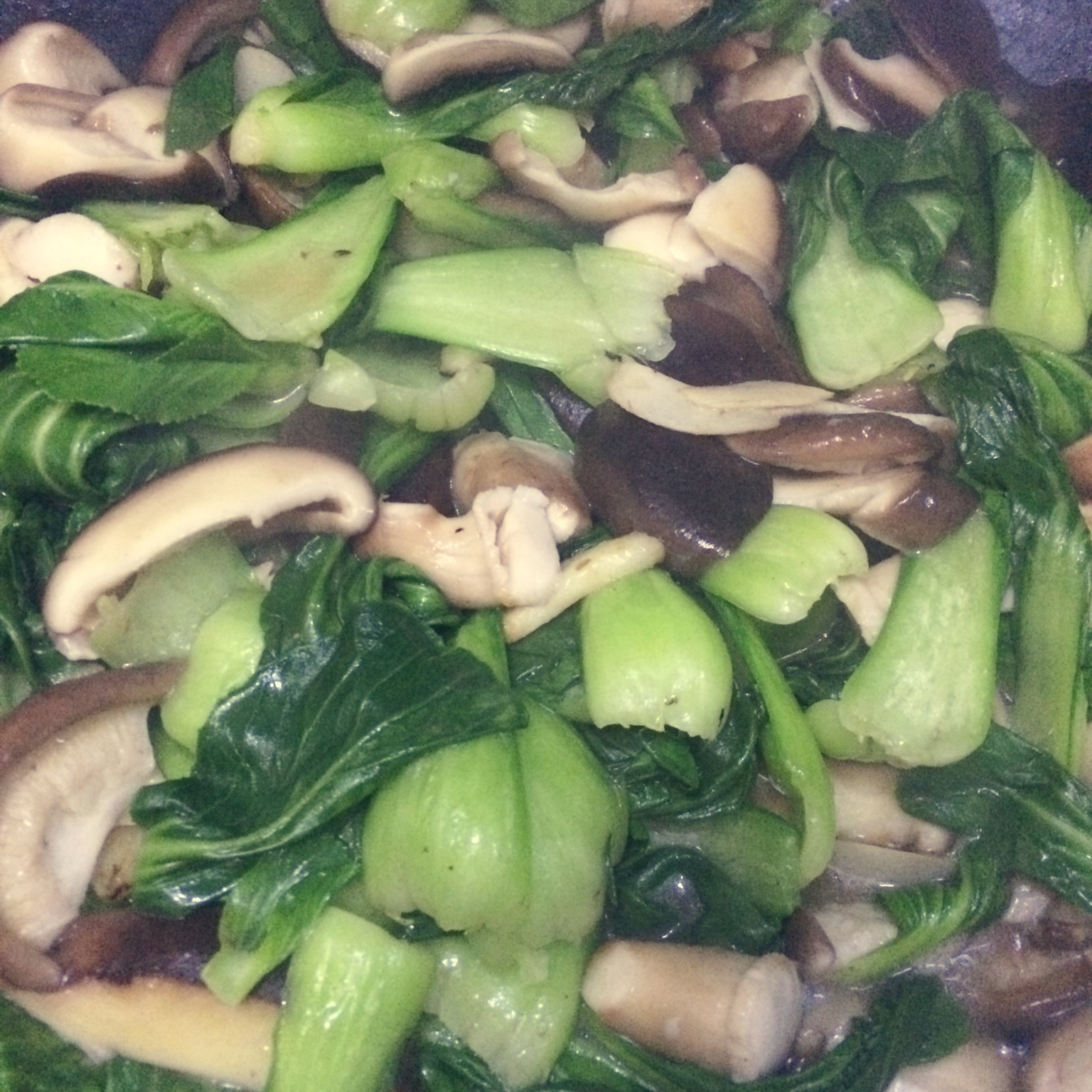 老丁的私房菜-香菇炒油菜