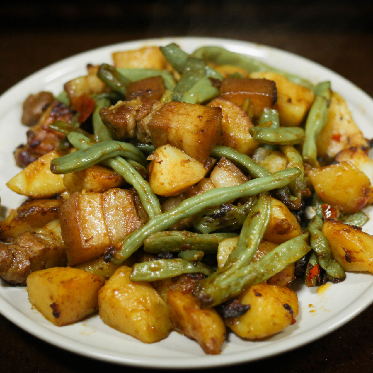 家常菜 土豆炖豆角 肥毛腿儿做的土豆炖豆角