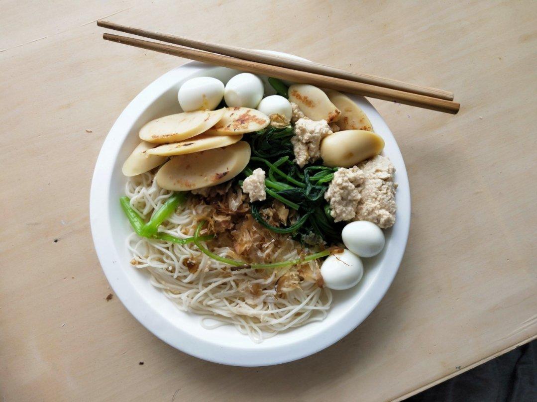 菠菜溏心蛋味噌豆腐酱拌荞麦面【健康一锅端】