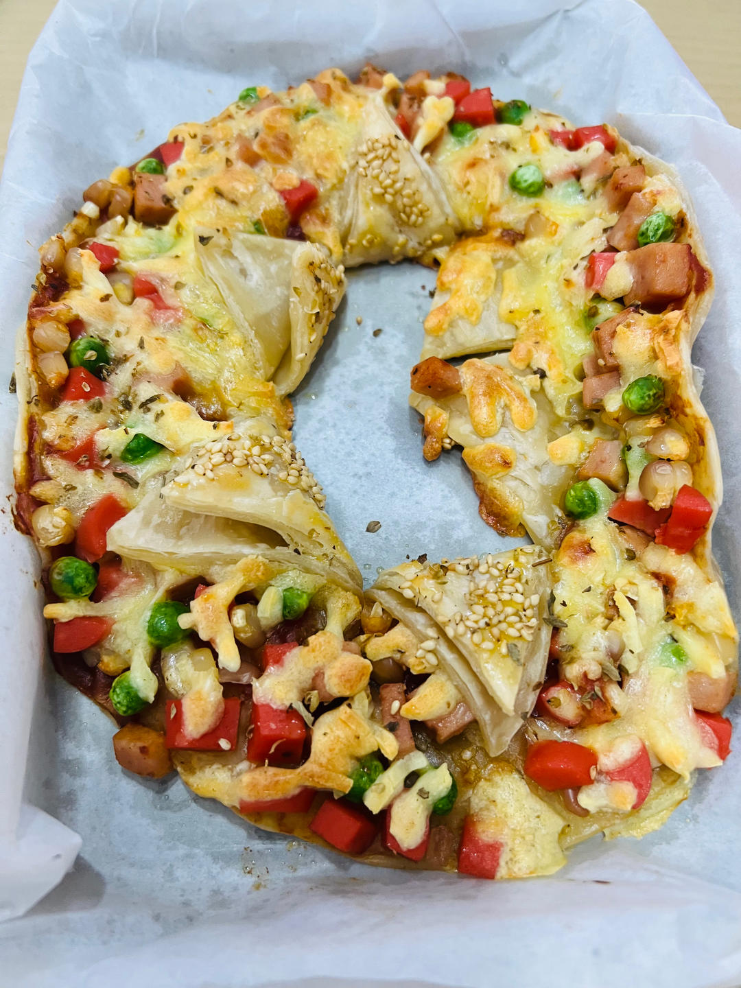 简易早餐💁花环披萨（手抓饼版）