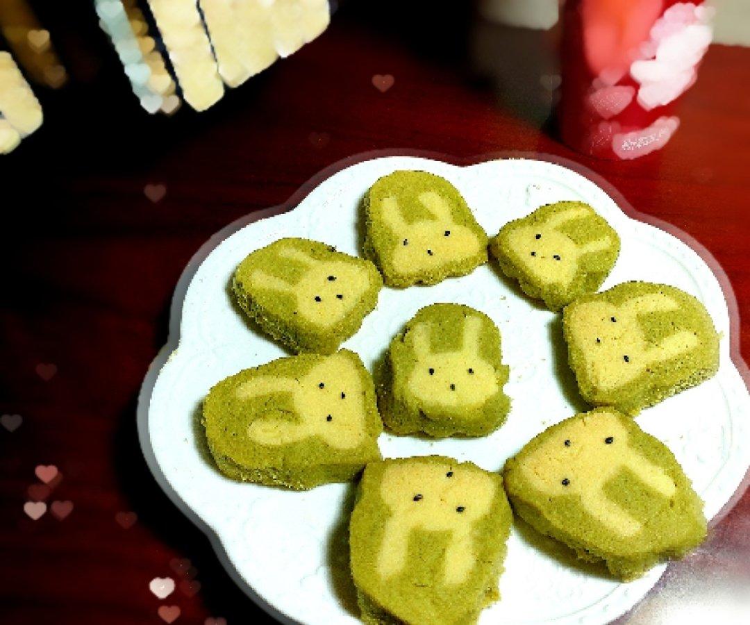 抹茶兔兔曲奇（比熊猫简单！超详细实物图+超良心手绘图）