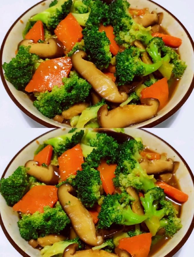 低脂又营养的家常菜香菇西蓝花，超级好吃呦的做法