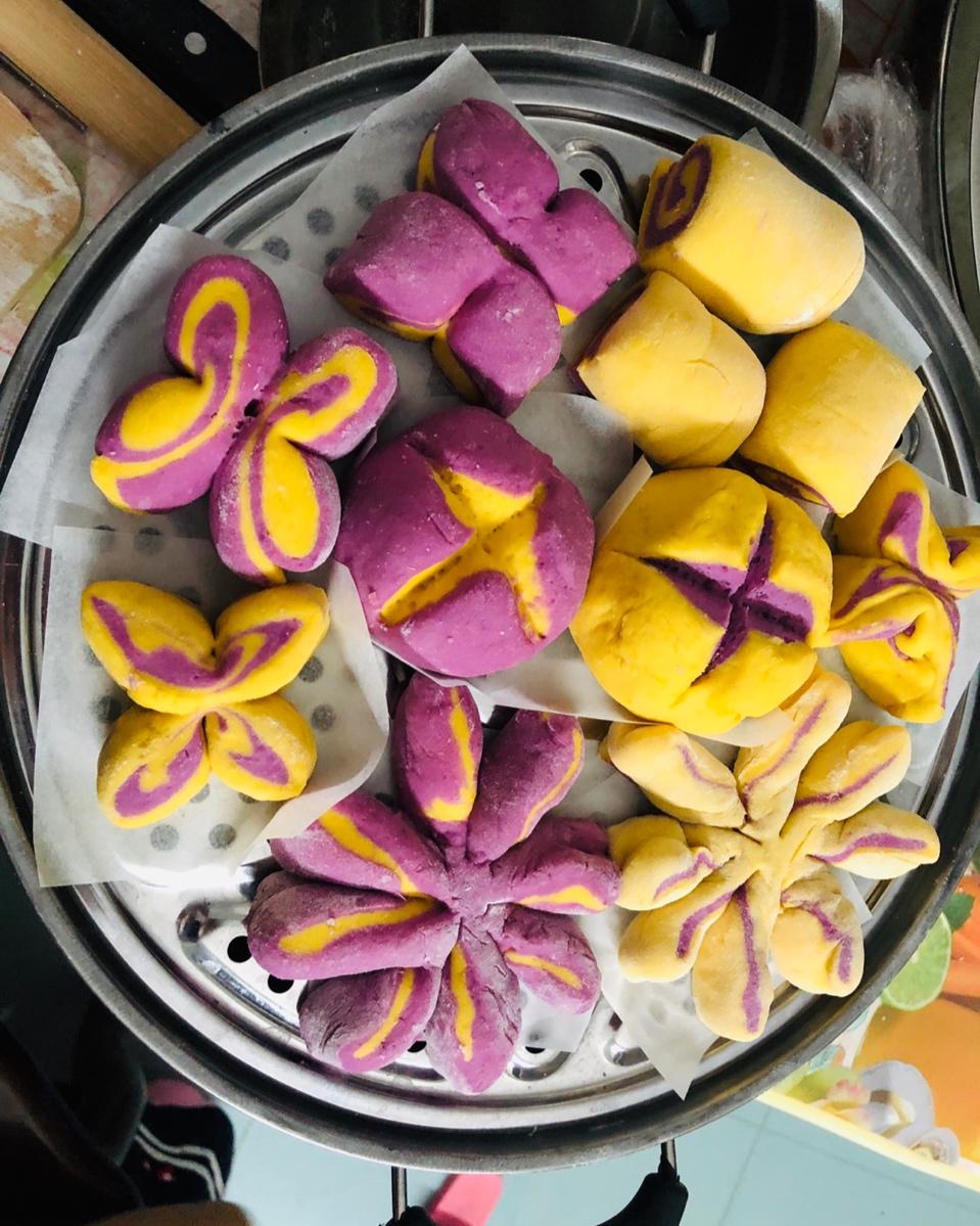 南瓜紫薯花样馒头