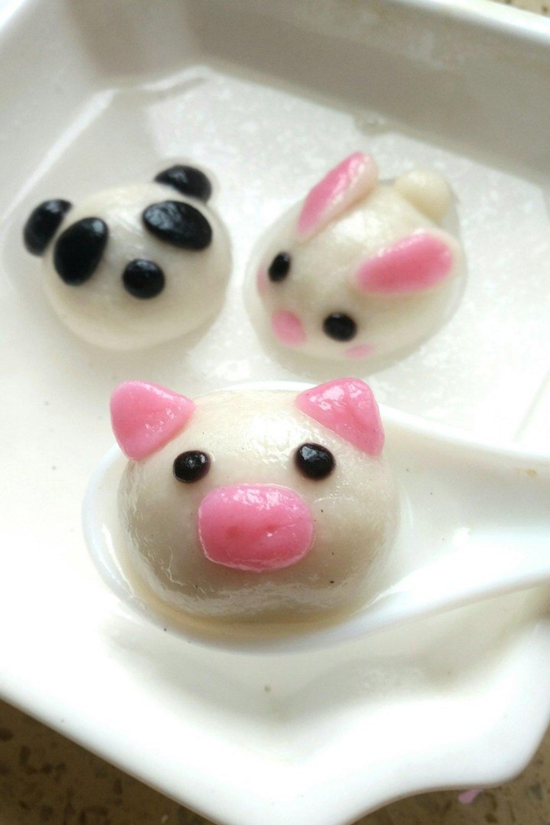 豆妈1969做的卡通小猪汤圆