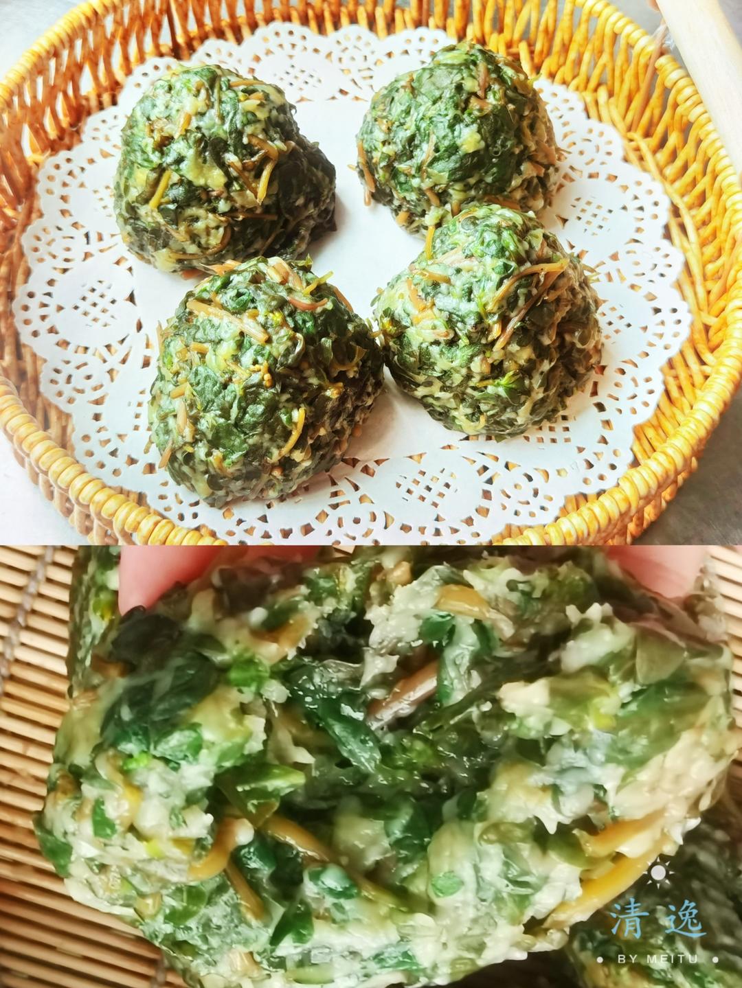 马齿苋窝窝头～翠绿不变色