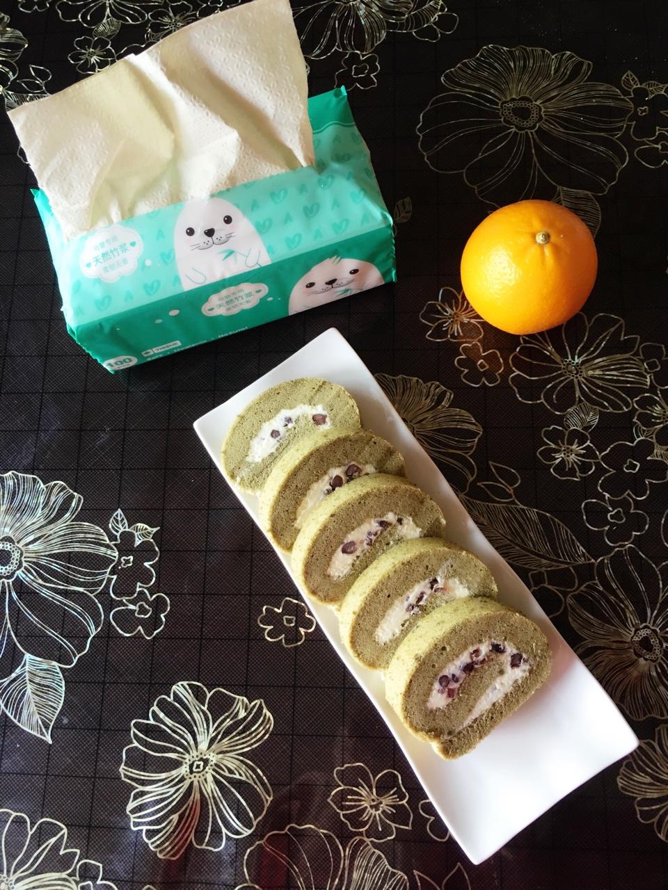 抹茶红豆蛋糕卷