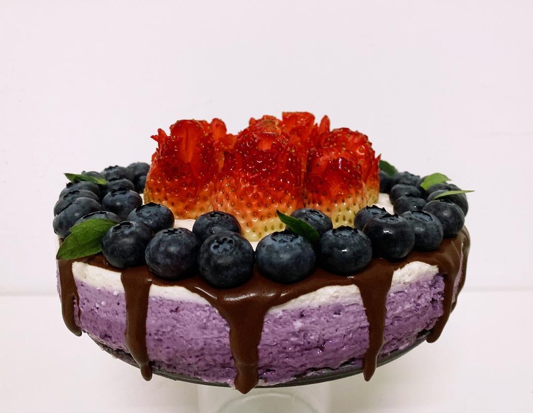 渐变蓝莓冻芝士蛋糕（免烤）