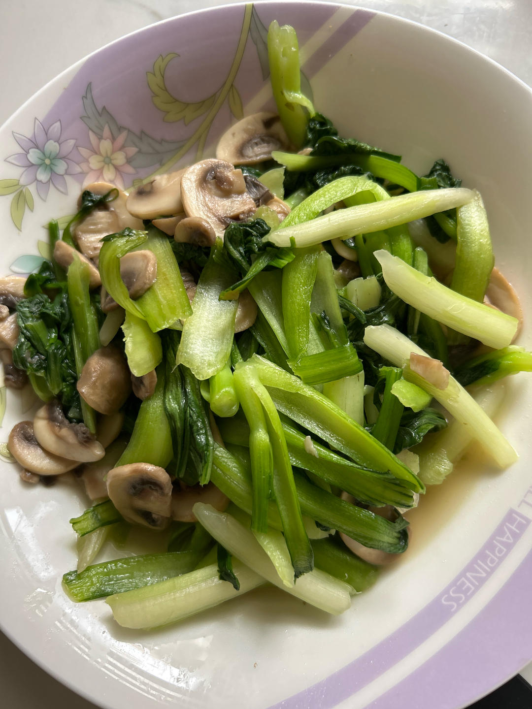 青菜炒蘑菇