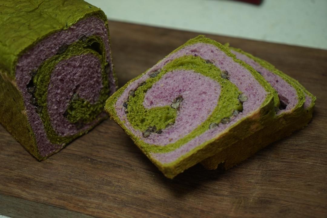 蜜豆抹茶双色吐司（波兰种）
