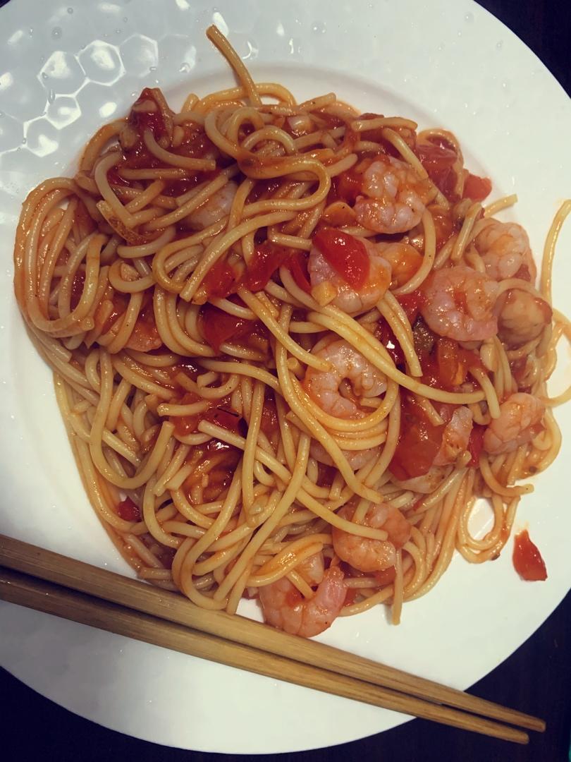 虾仁番茄意大利面