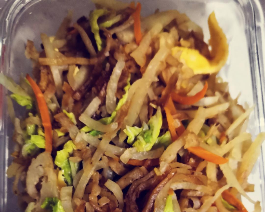 超简单超好吃的炒饼便当