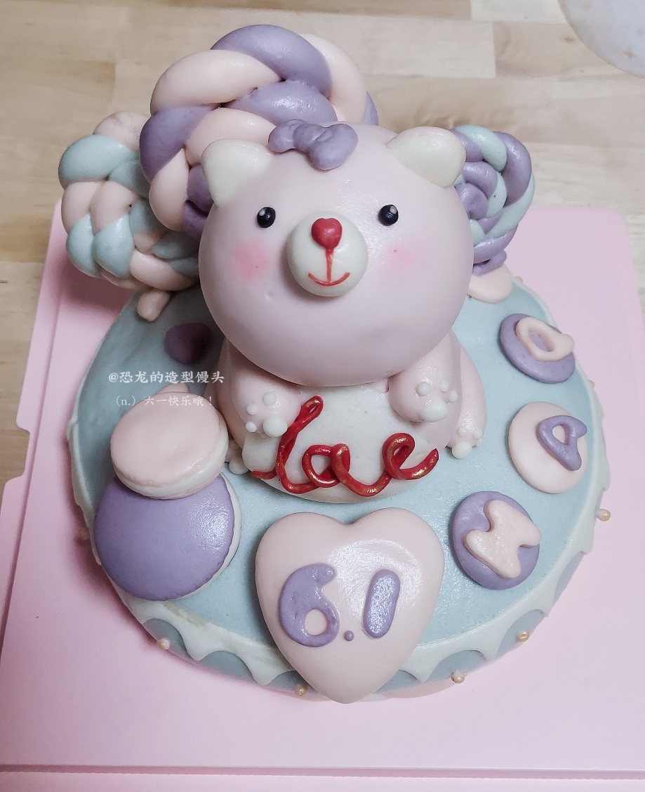 粉色小熊馒头蛋糕