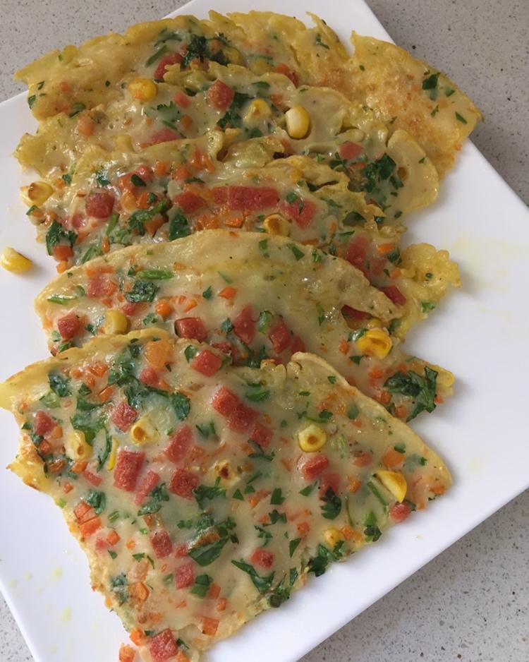 火腿肠葱花鸡蛋饼