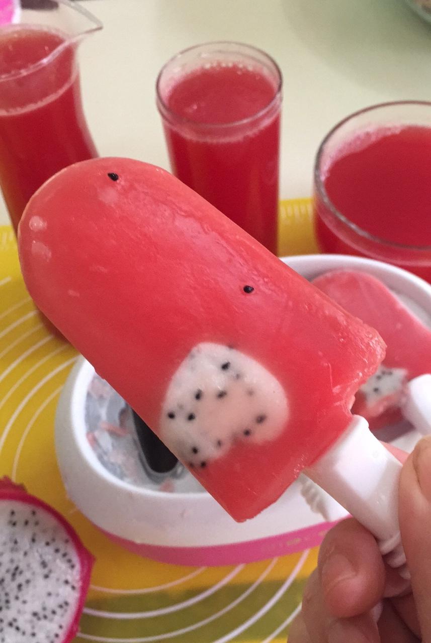 手机用户6668r9i5做的自制西瓜冰棍