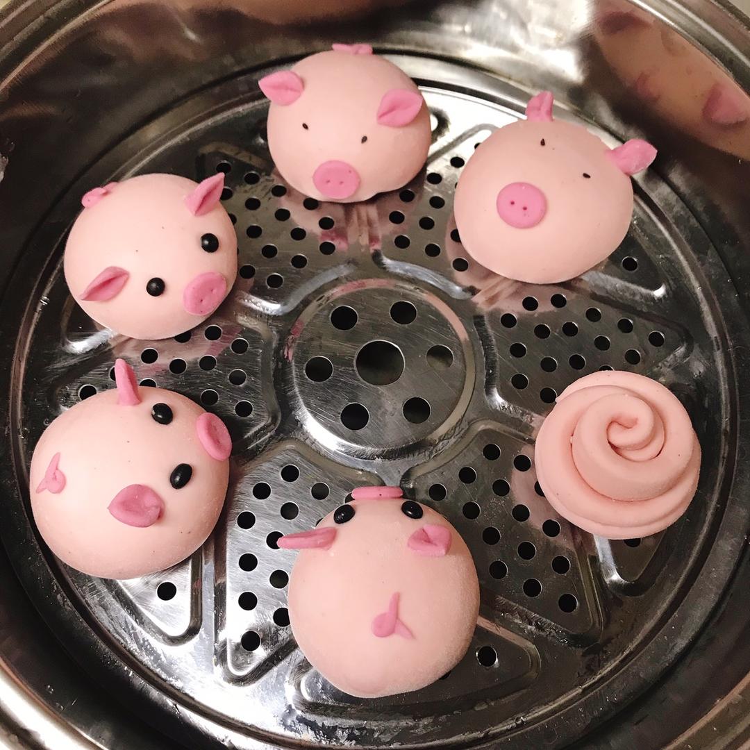 卡通馒头，小猪豆沙包，花样馒头