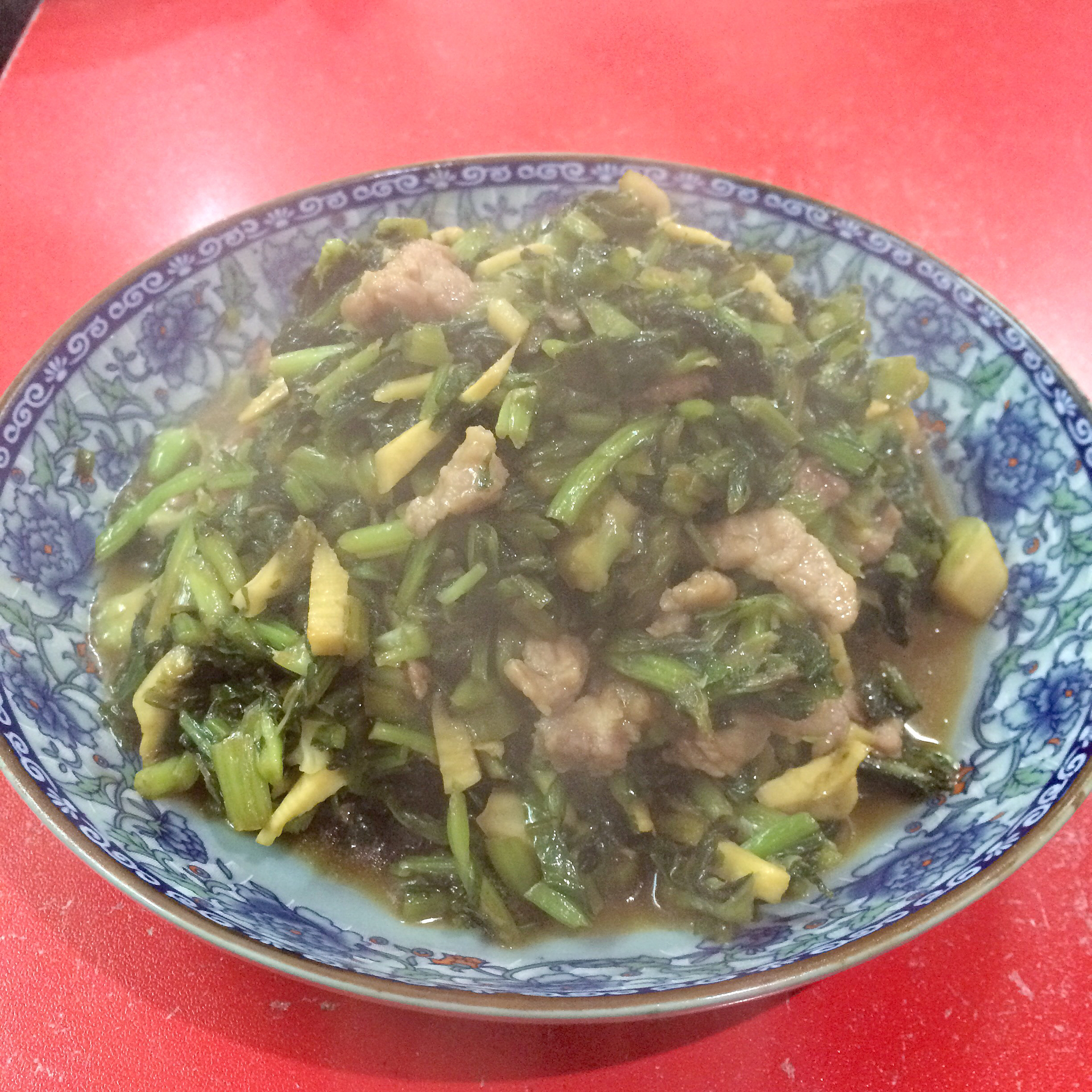 琬静做的雪里红冬笋炒肉丝