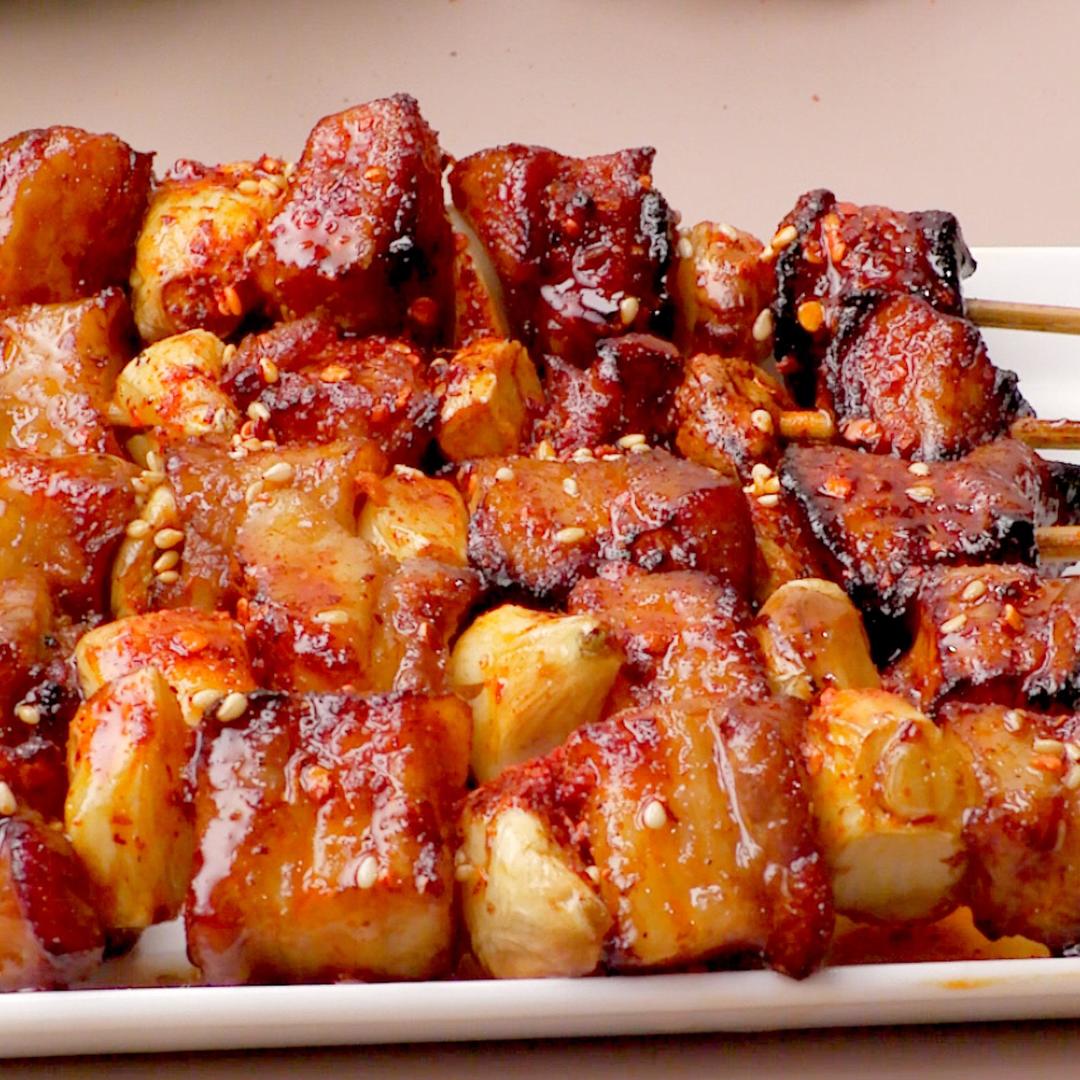 空气炸锅大蒜五花肉串的做法