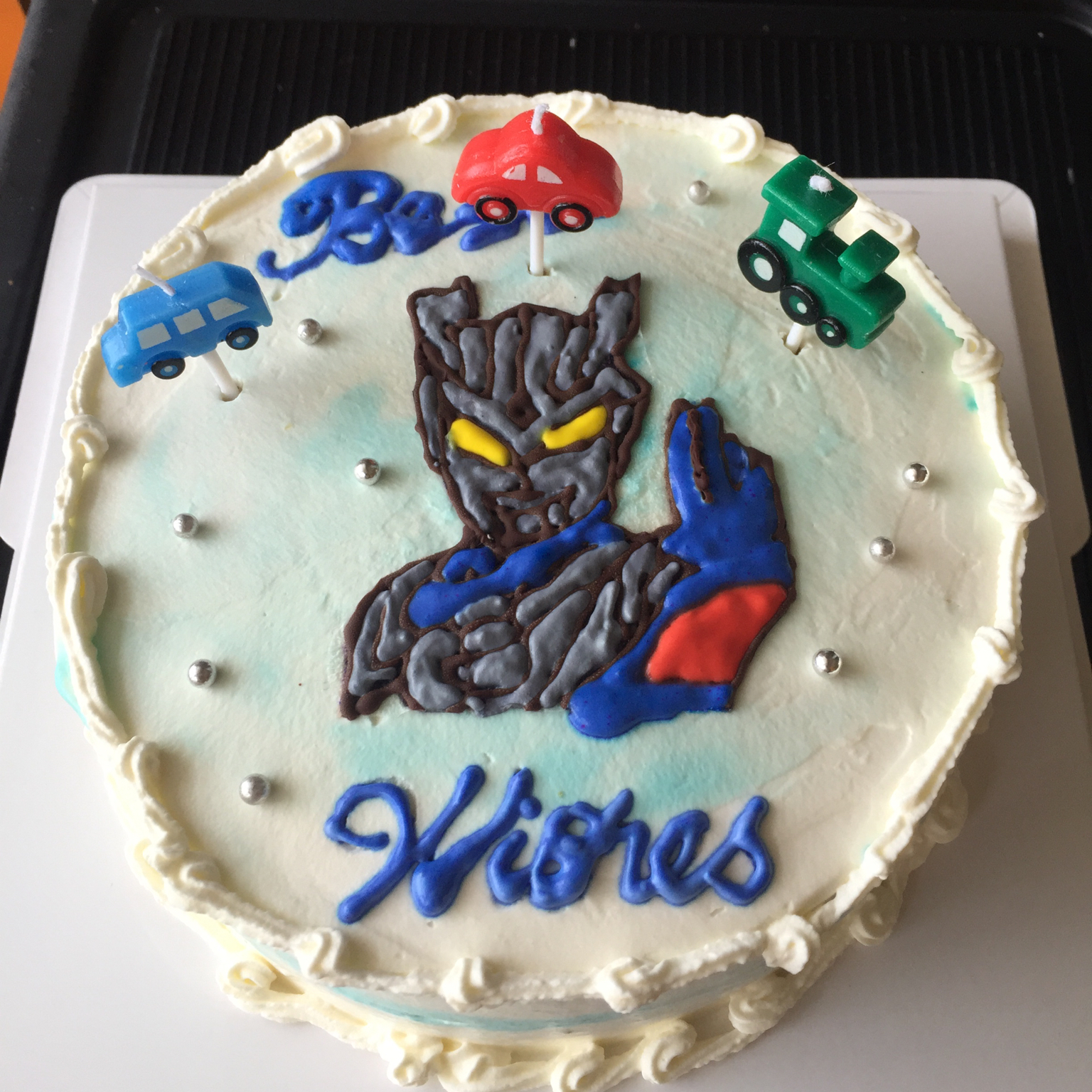 孙小静1982做的超级无敌美貌简单的刺绣风奥特曼生日蛋糕