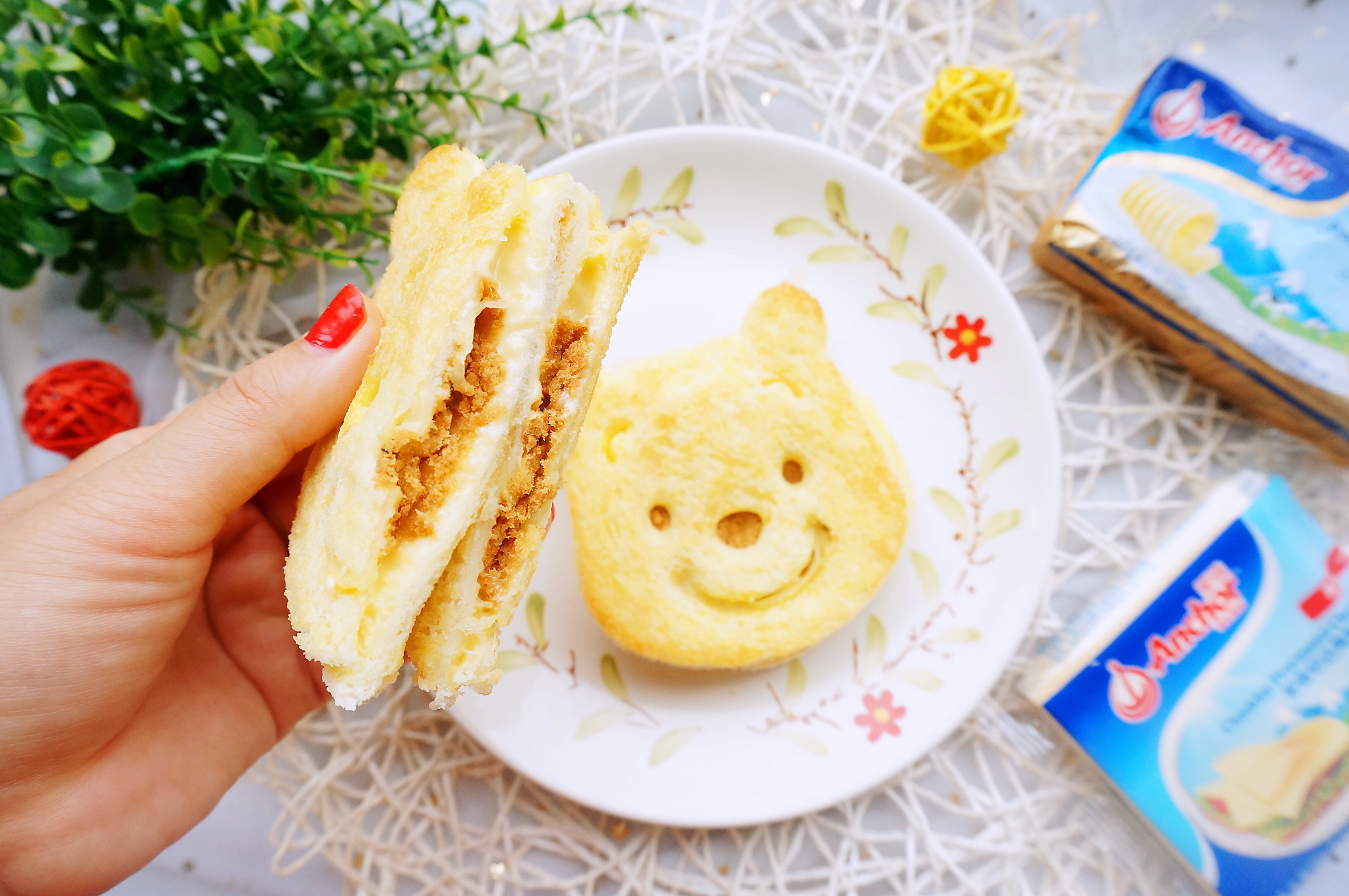 小熊芝士肉松三明治·营养丰富的快手早餐的做法 步骤9