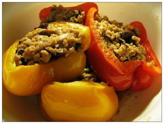 彩椒镶肉的做法