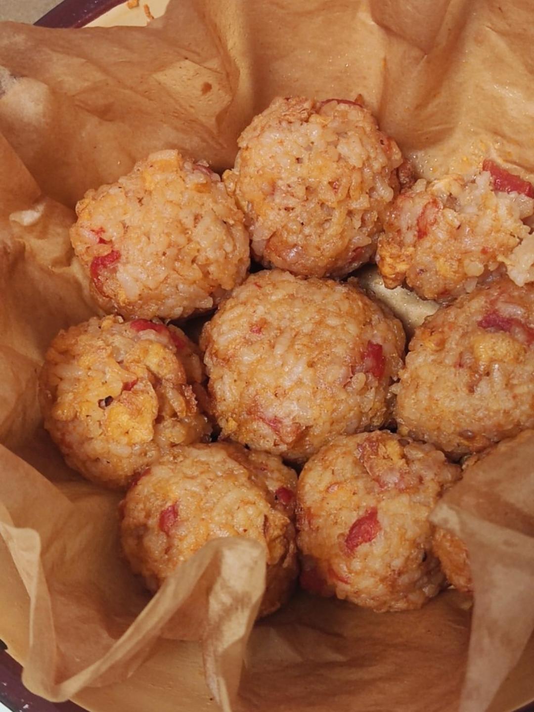 空气炸锅【芝士烤饭团】消灭剩饭